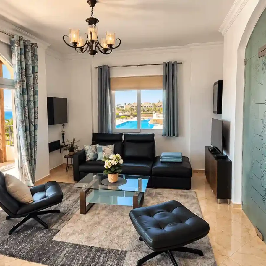 Bright Coastal Resort Living Room