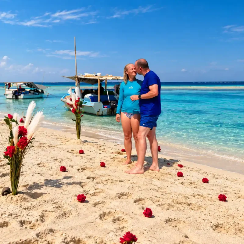 Romantic Tropical Beach Kiss
