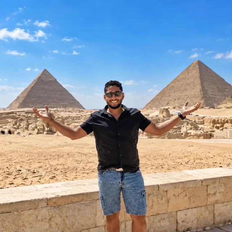 Smiling Amid the Giza Pyramids