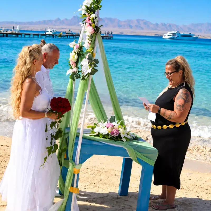 Sunlit Beach Wedding Ceremony