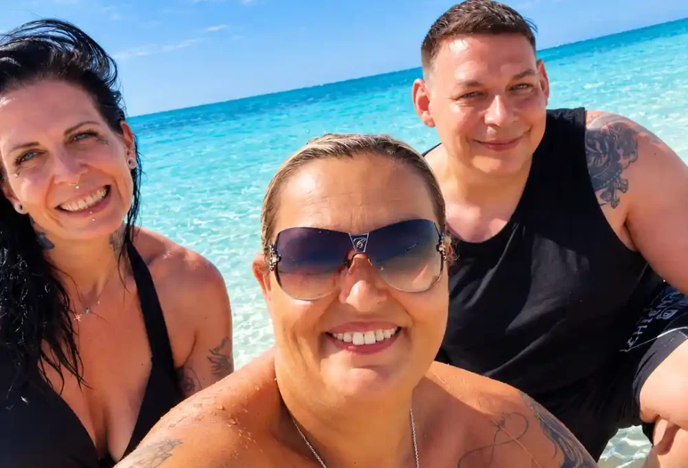 Tropical Beach Selfie with Friends
